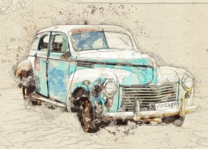 Rustikales blaues Vintage-Auto