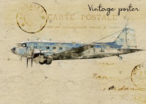 Vintage Flugzeug Postkarte