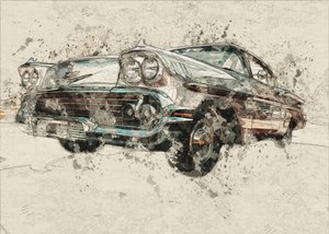 Vintage Auto Skizze