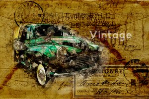 Vintage-Auto-Reisekarte