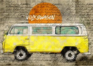 Gelber Vintage-Van von Lembayung senja studio [Vintage Poster]
