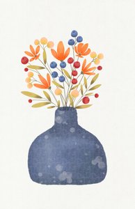 Blaue Vase Wildblumen