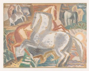 Pferde in Landschaft von Leo Gestel (signed by artist)