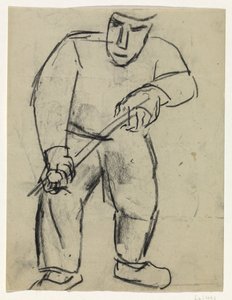 Stehender Mann mit Stock in den Händen von Leo Gestel