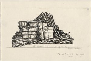 Stapel Bücher und Schreibwaren