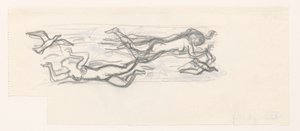Schwebende nackte Frauen in der Luft zwischen Möwen von Leo Gestel