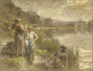 Erntender trinkt aus einer Flasche, oder Durst von Leon Augustin Lhermitte