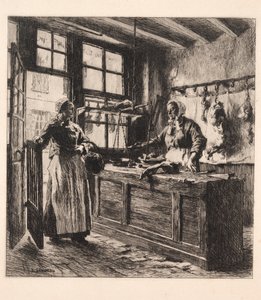 Innenansicht einer Metzgerei von Leon Augustin Lhermitte