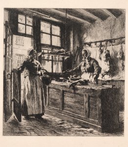 Innenansicht einer Metzgerei von Leon Augustin Lhermitte