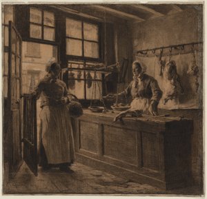 Innenansicht einer Metzgerei, ca. 1881 von Leon Augustin Lhermitte