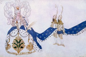 Kostümentwurf für Die Königin und ihre Pagen, aus Dornröschen, 1921