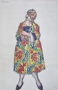 Kostümentwurf für das Ballett Le donne di buon umore von C. Goldoni, 1917