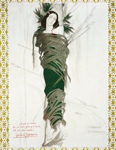 Szene für Claude Debussys Martyrium des Hl. Sebastian, Autographische Notiz von G. D