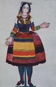 Italienische Puppe. Kostümentwurf für das Ballett Der magische Spielzeugladen von G. Rossini, 1919