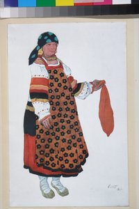 Bäuerin, Kostümentwurf für das Vaudeville Old Moscow im Théâtre Femina in Paris