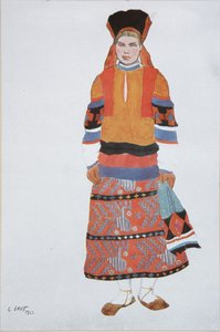 Bäuerin. Kostümentwurf für das Vaudeville Altes Moskau im Théâtre Femina in Paris, 1922