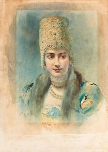 Porträt eines Mädchens mit Kokoshnik