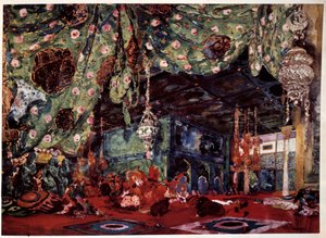 Szenografie von Leon Bakst für die Oper Scheherazade von Nikolai Rimski-Korsakow