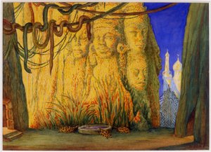 Bühnenbild für das Ballett Blauer Gott von R. Hahn, 1911