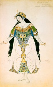 Die Zarewna, Kostümentwurf für die Ballets Russes Produktion von Strawinskys Der Feuervogel, 1910