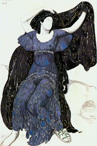 Die Nymphe Echo, Kostümentwurf für Nicolai Cherepnins Ballett "Narziss" von Leon Bakst