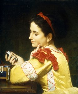 Dame schaut in Handspiegel, 1868