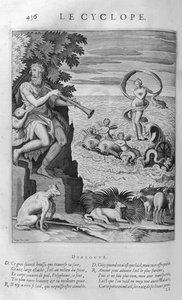 Polyphem, der riesige Sohn von Poseidon und Thoosa in der griechischen Mythologie, einer der Zyklopen, die in der Odyssee beschrieben werden