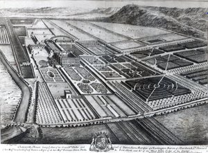 Chatsworth House, graviert von Johannes Kip