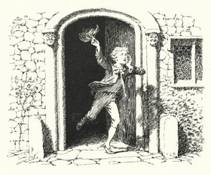 Mädchen und Jungen, kommt heraus zum Spielen; der Mond scheint so hell wie der Tag (Gravur) von Leonard Leslie Brooke