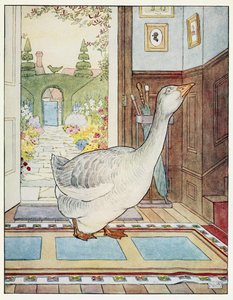 Gänschen, Gänschen Gander, wohin soll ich wandern?, aus A Nursery Rhyme Picture Book, veröffentlicht 1914 (Farblitho)