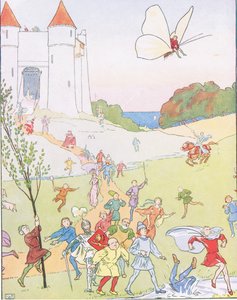Er sprang auf den Rücken des Schmetterlings und wurde in die Luft getragen von Leonard Leslie Brooke