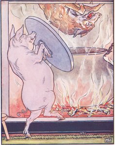 Er nahm den Deckel des Topfes ab, und hinein fiel der Wolf.