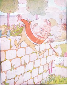 Humpty Dumpty hatte einen großen Sturz (Farblithografie)