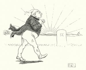 Es war ein Mann, und er hatte nichts, und Räuber kamen, um ihn zu berauben (Gravur) von Leonard Leslie Brooke