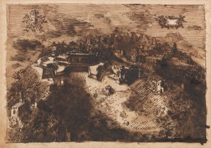 Eine befestigte Stadt (recto); Ein geometrisches Design (verso) von Leonardo Scaglia