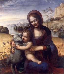 Madonna mit Kind und einem Lamm