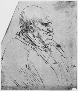 Ein groteskes Profil eines Mannes nach rechts, um 1480 von Leonardo da Vinci
