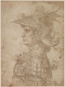 Büste eines Kriegers im Profil nach links, 1475-1480 von Leonardo da Vinci
