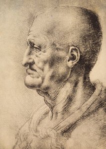 Ein Mann im Profil, Zeichnung von Leonardo da Vinci, aufbewahrt im Raum der Zeichnungen und Drucke, Uffizien-Galerie, Florenz von Leonardo da Vinci
