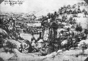 Skizze einer Landschaftsansicht, 15. Jahrhundert
