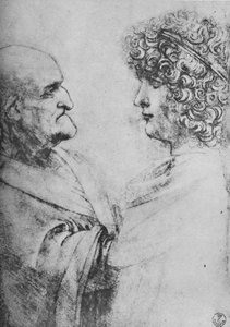 Ein alter Mann und ein Jüngling, die einander gegenüberstehen, um 1480 von Leonardo da Vinci