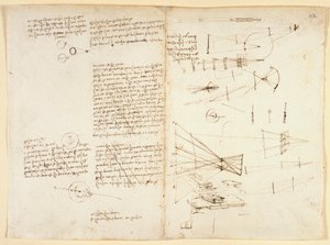 Notizen, Skizzen und ein Diagramm zu den Eigenschaften des Auges, ca. 1490 von Leonardo da Vinci
