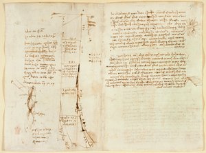 Plan des Flusses Arno und Notizen zu den Brücken von Florenz, aus 