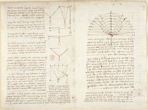 Notizen und Diagramme zur Mechanik von Leonardo da Vinci