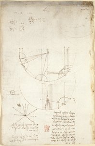 Diagramme zur Optik, betreffend die Kausik der Reflexion; Notiz und Skizze zur Mechanik, betreffend die Kraft des Aufpralls und mit Verweisen auf das aristotelische Prinzip 