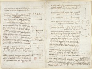 Notizen und Diagramme zur Mechanik von Leonardo da Vinci