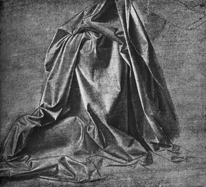 Gipsabdruck eines Gewandes für eine kniende Figur nach rechts, ca. 1470