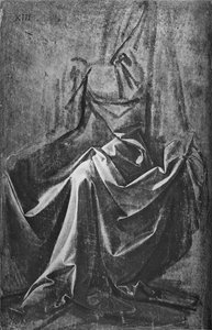 Gipsabdruck eines Gewandes für eine sitzende Figur, um 1475
