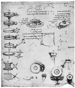 Zahnräder (Detail), späte 15. oder frühe 16. Jahrhundert, 1954 von Leonardo da Vinci