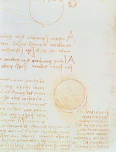 Detail von fol. 2r, aus dem Codex Leicester, zeigt die äußere Leuchtkraft des Mondes